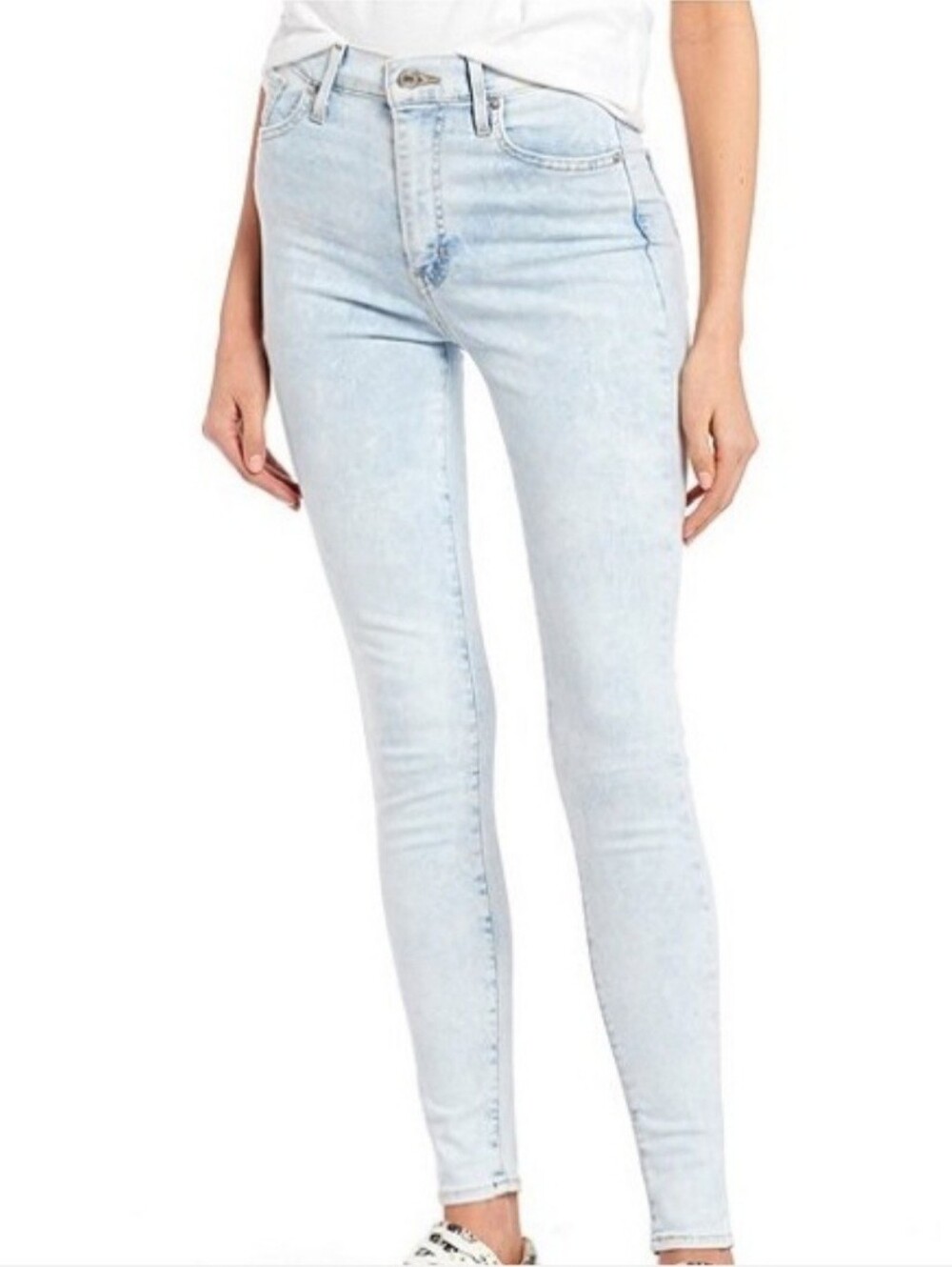 Levi's Mile High Waisted Super Skinny Jeans Bleach Light Acid Wash Women's 25x30